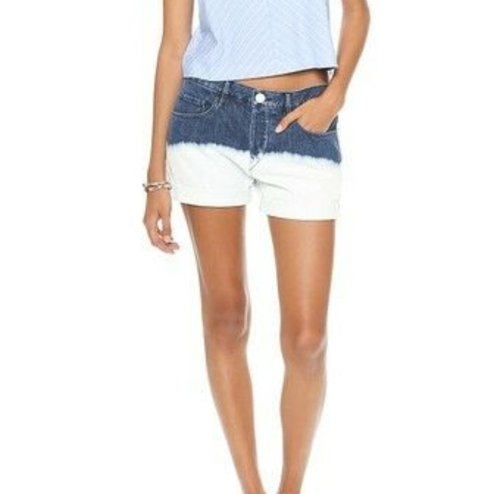 3x1 Perry Dip Tie Dye Denim Jean Cuffed Shorts